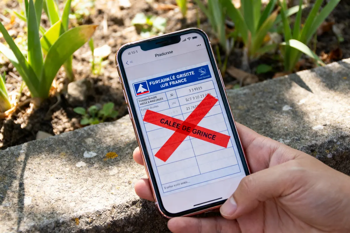 Téléphone affichant une carte grise barrée avec une croix rouge