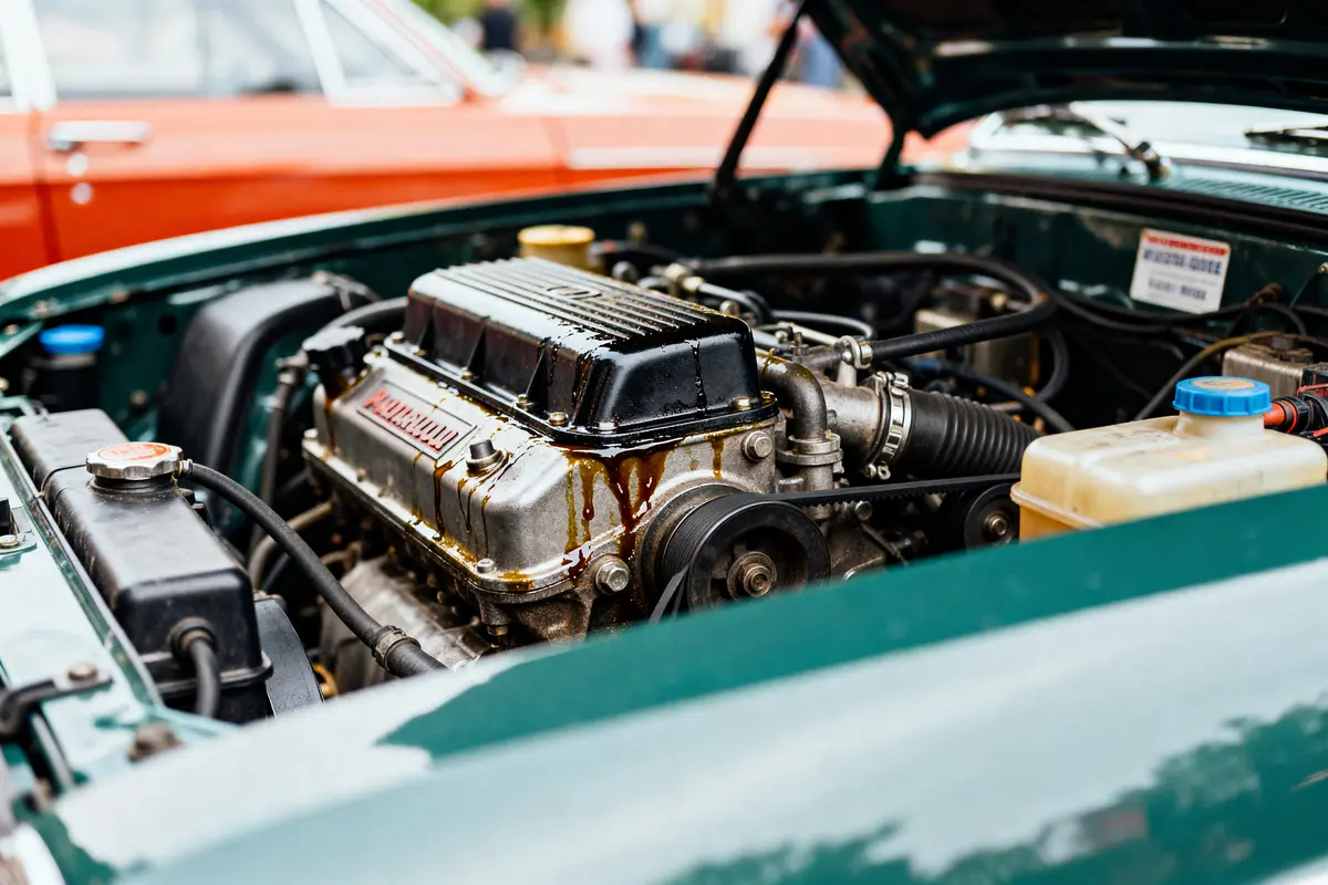 Moteur de voiture avec fuite d'huile explorant combien de temps peut-on rouler avec trop d'huile moteur